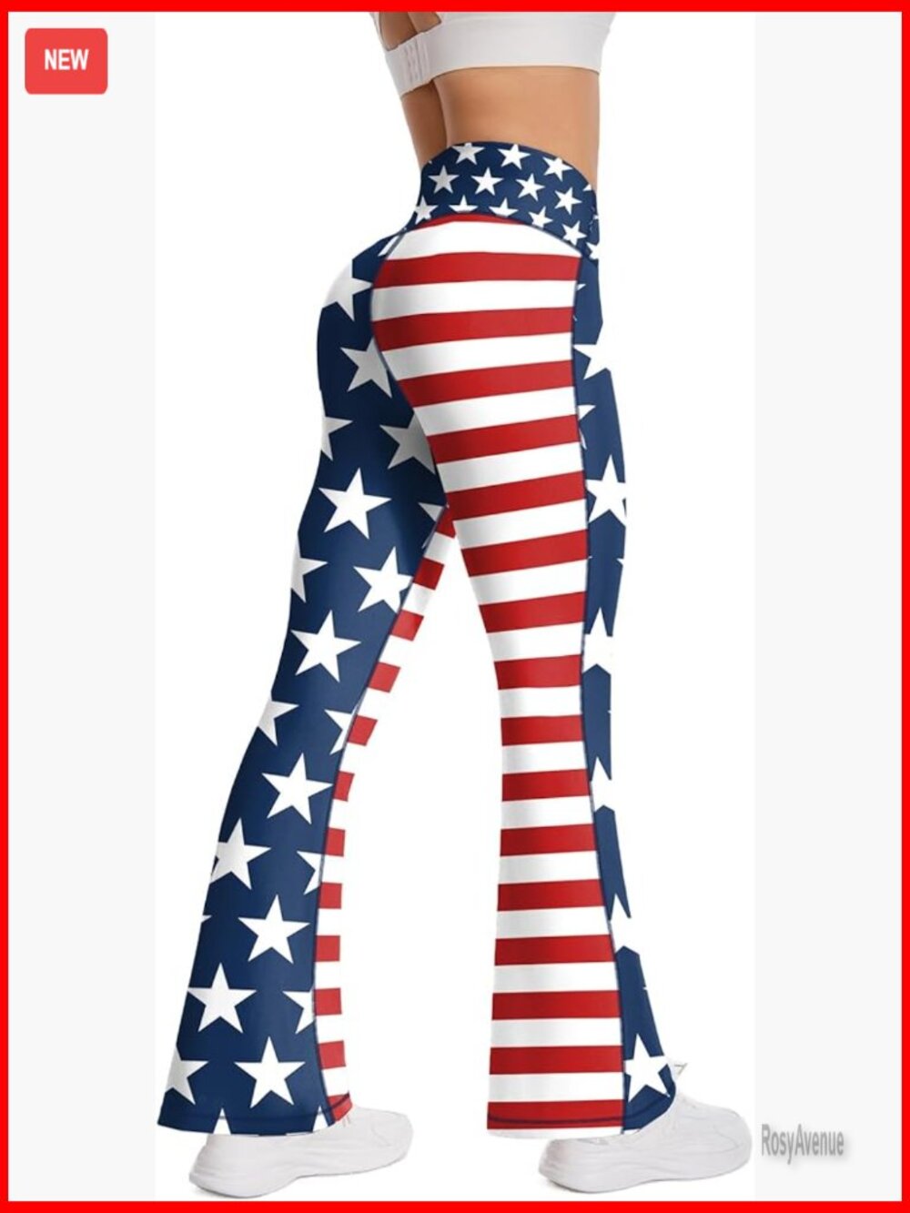 High Waist Flared Yoga Leggings, Bell Bottom USA Flag Pants